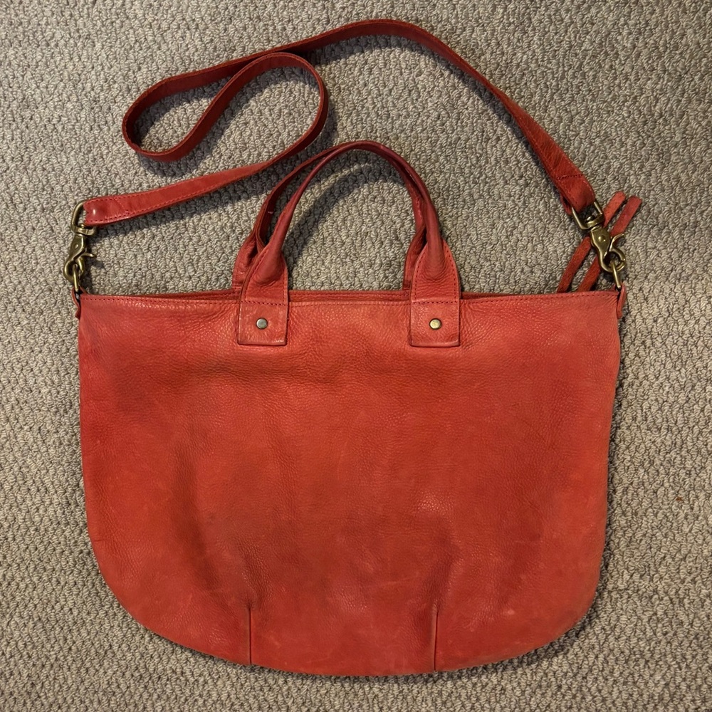 Clare V Red Nubuck Leather Messenger Bag Vintage Clare Vivier - Picture 2 of 8